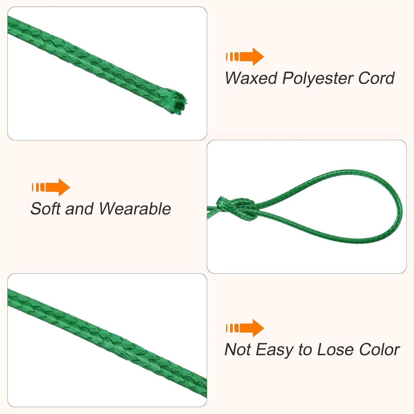 MECCANIXITY Waxed Cord 1mm Waxed Polyester Cord 175 Yard Wax String for Bracelet Making,Necklaces, Beading,Jewelry Making and DIY Crafts(Dark Green)