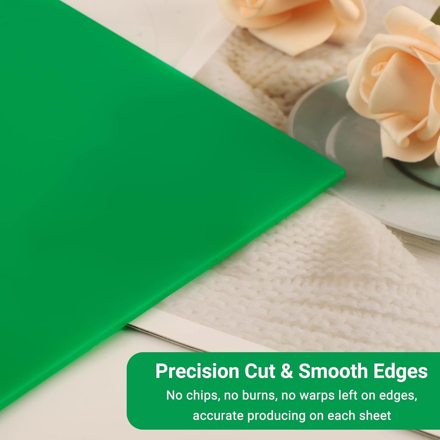 Enoin 2 Pack 12x16 Inches Green Non Transparent Acrylic/Plexiglass Sheet 0.118'' 1/8 Thick, Plastic Sheet Colored Board Panel for Glass, DIY, Painting, Art Craft