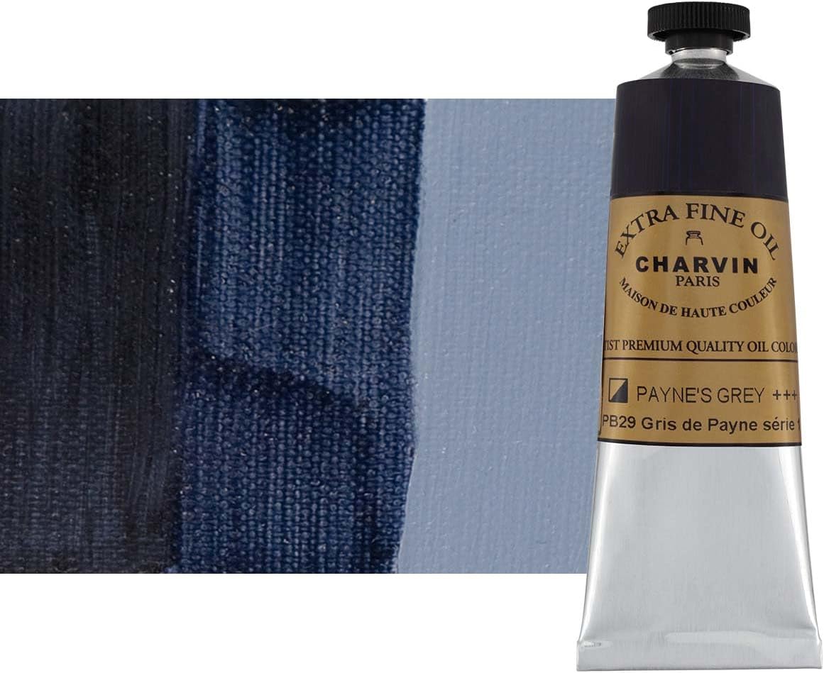 Charvin Extra Fine Oil Paint, Payne's Grey 60 mL - Triple-Milled, Rich Texture, Poppy Oil-Based, Light-Fast, Handmade, Archival Quality