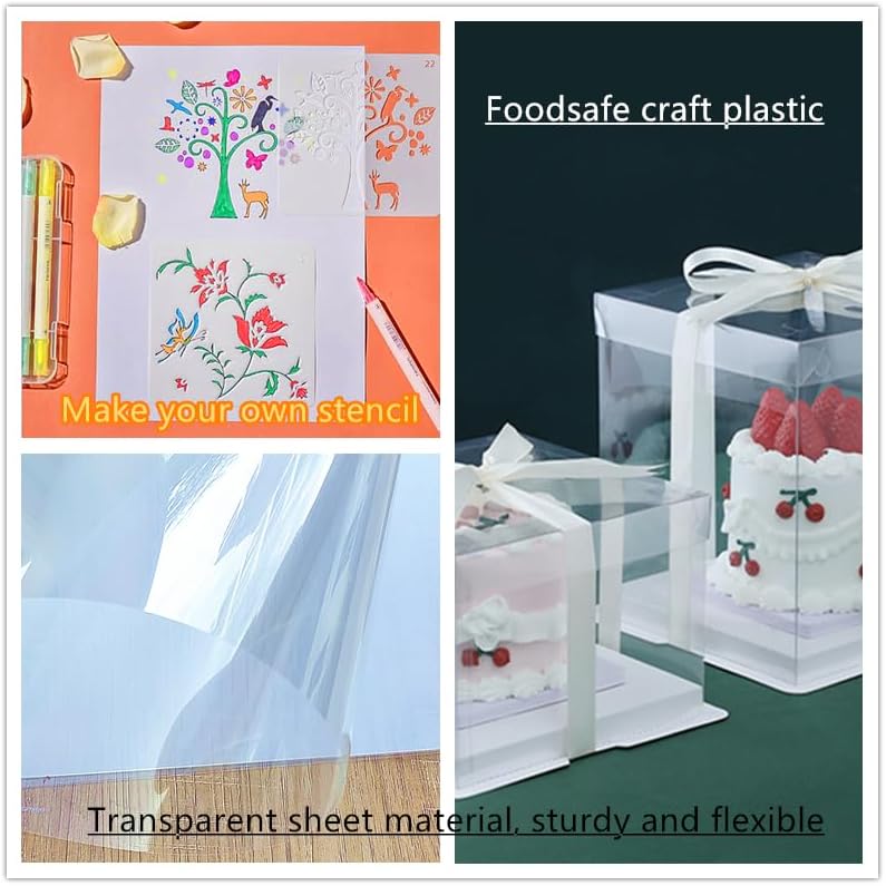 Clear Blank Stencil Sheet for Cutting. 10 Pack 12" x 24" 6mil/0.15mm Thick .Gift, Acetate Template Material,Craft Plastic Sheets (6 mil,10 Pack)