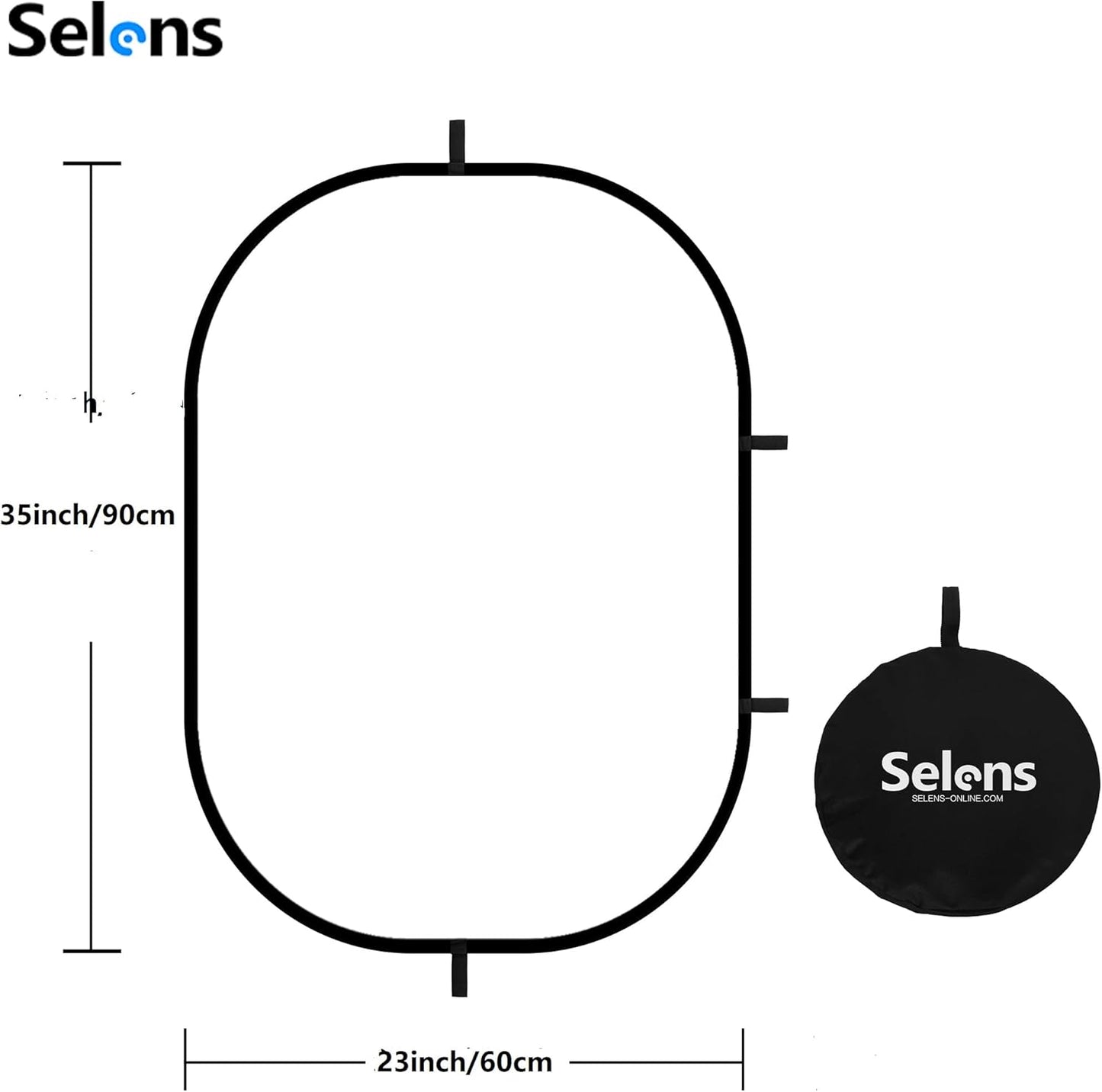 Selens 23.6x35.4in/60x90cm Oval Light Reflector Diffuser, Collapsible Soft Light Diffusion with Carrying Bag for Photo Studio Photography
