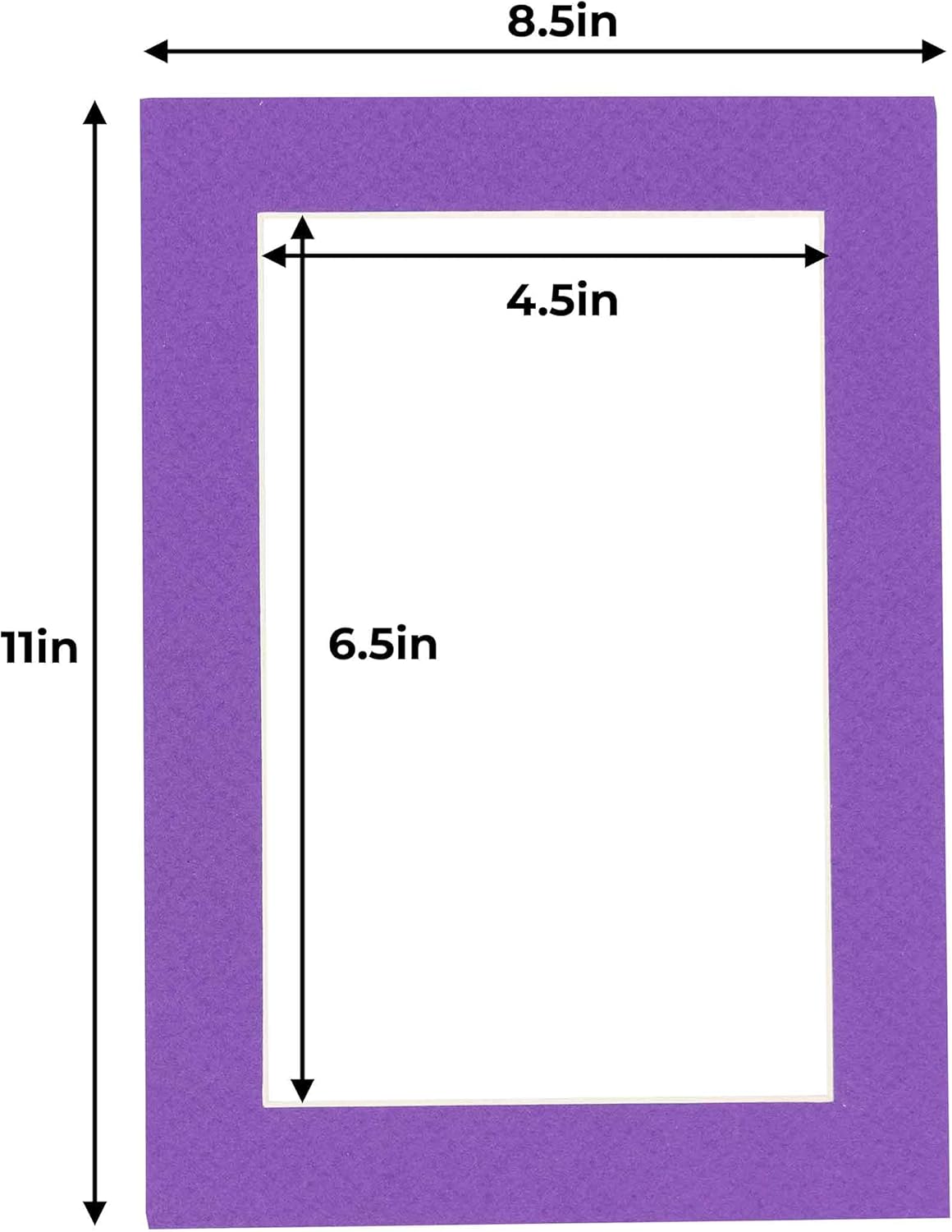 5x7 Mat for 8.5x11 Frame - Precut Mat Board Acid-Free Show Kit with Backing Board, and Clear Bags Purple 5x7 Photo Matte Made to Fit a 8.5x11 Picture Frame Matboard for Framing, Pack of 1 Mat