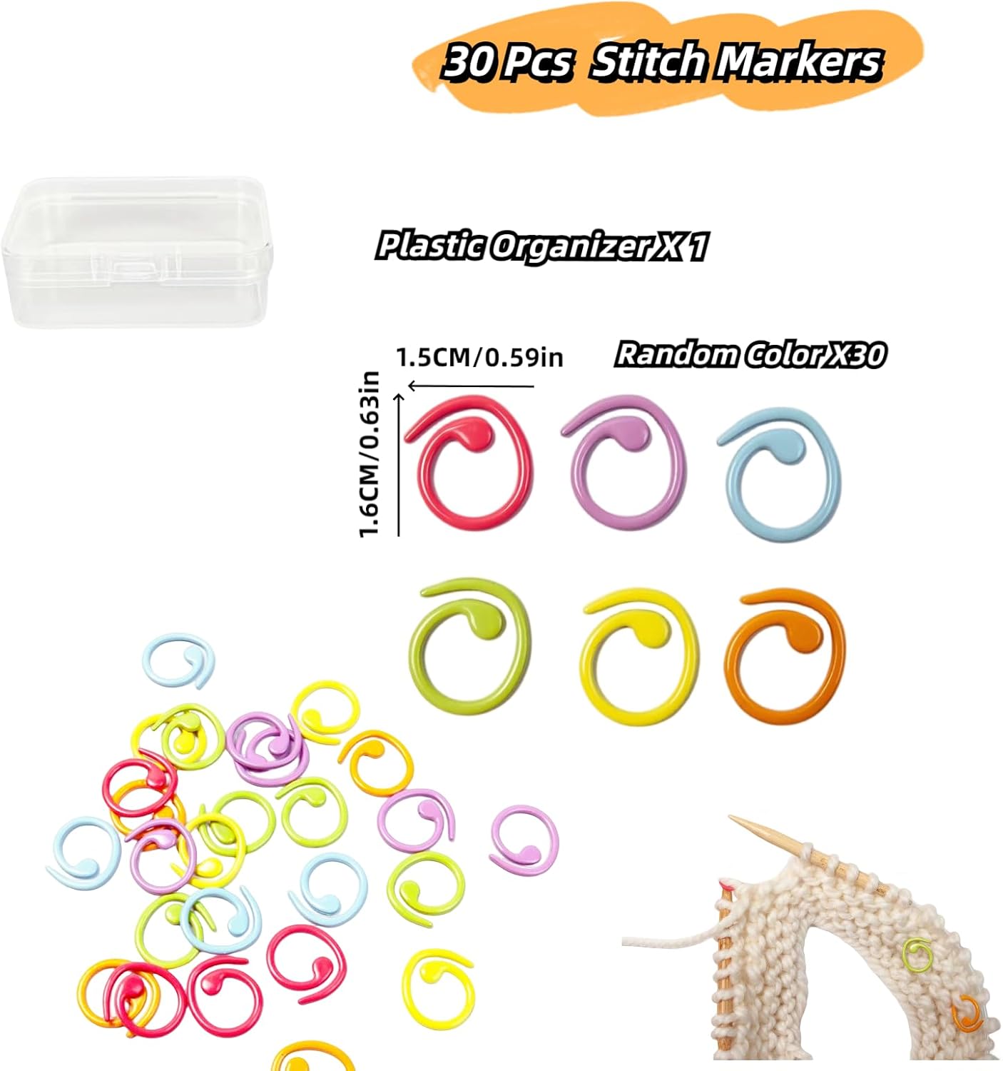 Hilsayum Multicolor Stitch Markers Knitting Stitch Rings Mini Size Crochet Markers Knitting Tool for Sewing Weaving