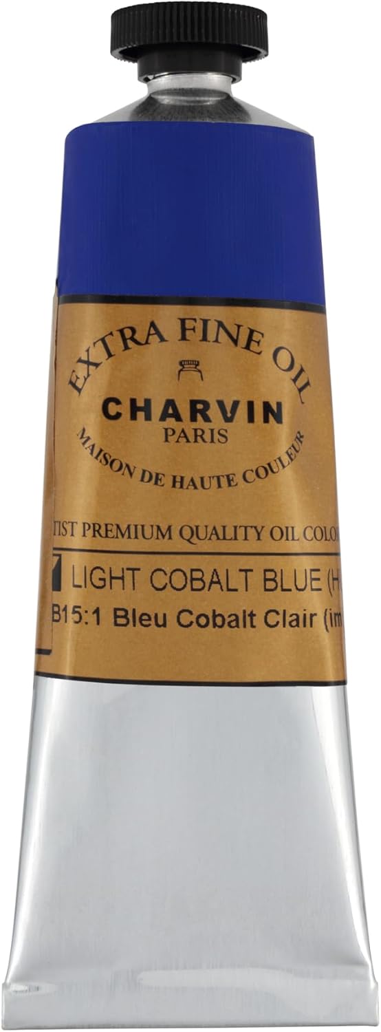 Charvin Extra Fine Oil Paint, Cobalt Blue Light Hue 60 ml - Triple-Milled, Rich Texture, Poppy Oil-Based, Light-Fast, Handmade, Archival Quality