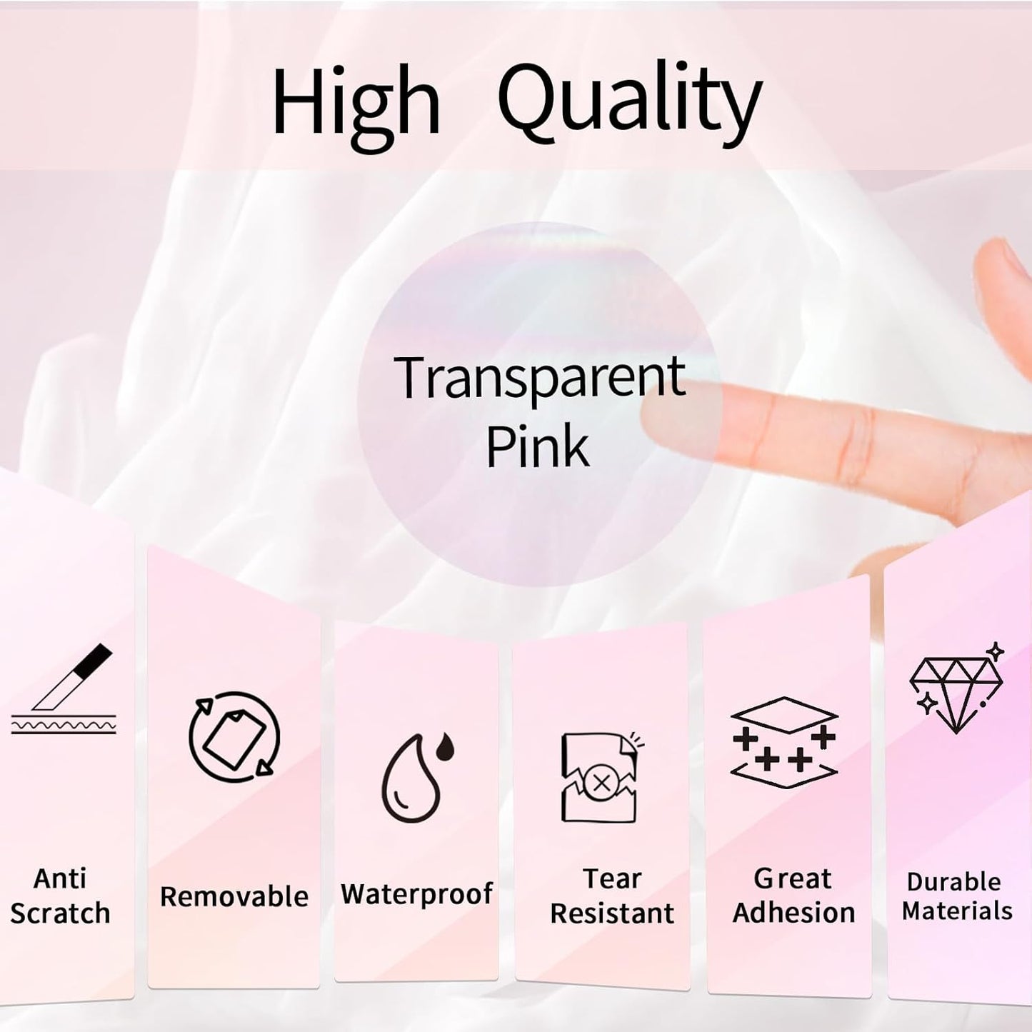 Transparent Thermal Labels Stickers 1.5 Inch, Clear Waterproof Direct Thermal Labels Stickers Self-Adhesive, Perforation Line Design (350 Pcs, Holographic Pink)