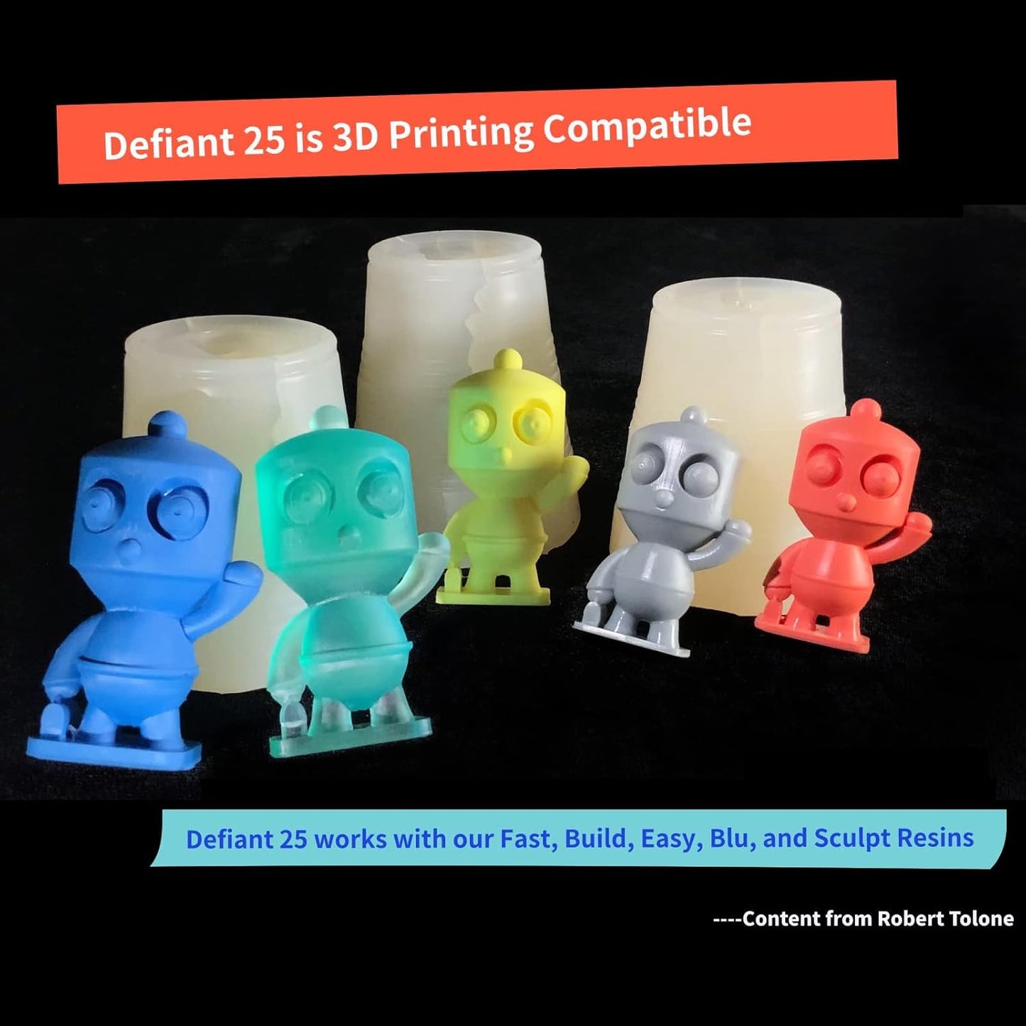 Siraya Tech Defiant 25 Platinum Silicone Mold Making DIY Kit, Food Safe, 25A Hardness, Ideal for 3D Printer UV Resin, Easy to Stop Curing Inhibition, No Coating, for Casting Epoxy Resin (35.3 Oz)