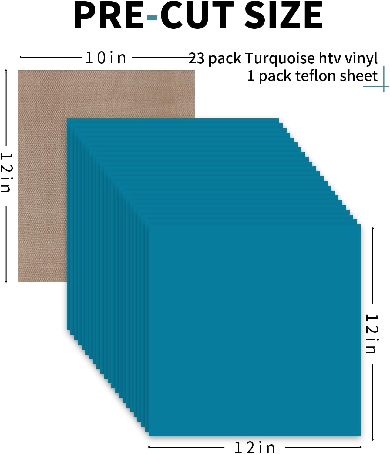 HTVRONT Teal Heat Transfer Vinyl - 24 Pack 12"x12" Iron on Vinyl Sheets for T-Shirt (1 PTFE Sheet Included), Teal PU HTV Vinyl Easy to Cut & Weed for Heat Vinyl Design