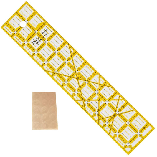 HONEYSEW Quilting Templates Acrylic Sewing Ruler with Non-Slip Rings for Quilting and Sewing Fabric Cutting Angles Rectangle Ruler (2.5"x12.5")