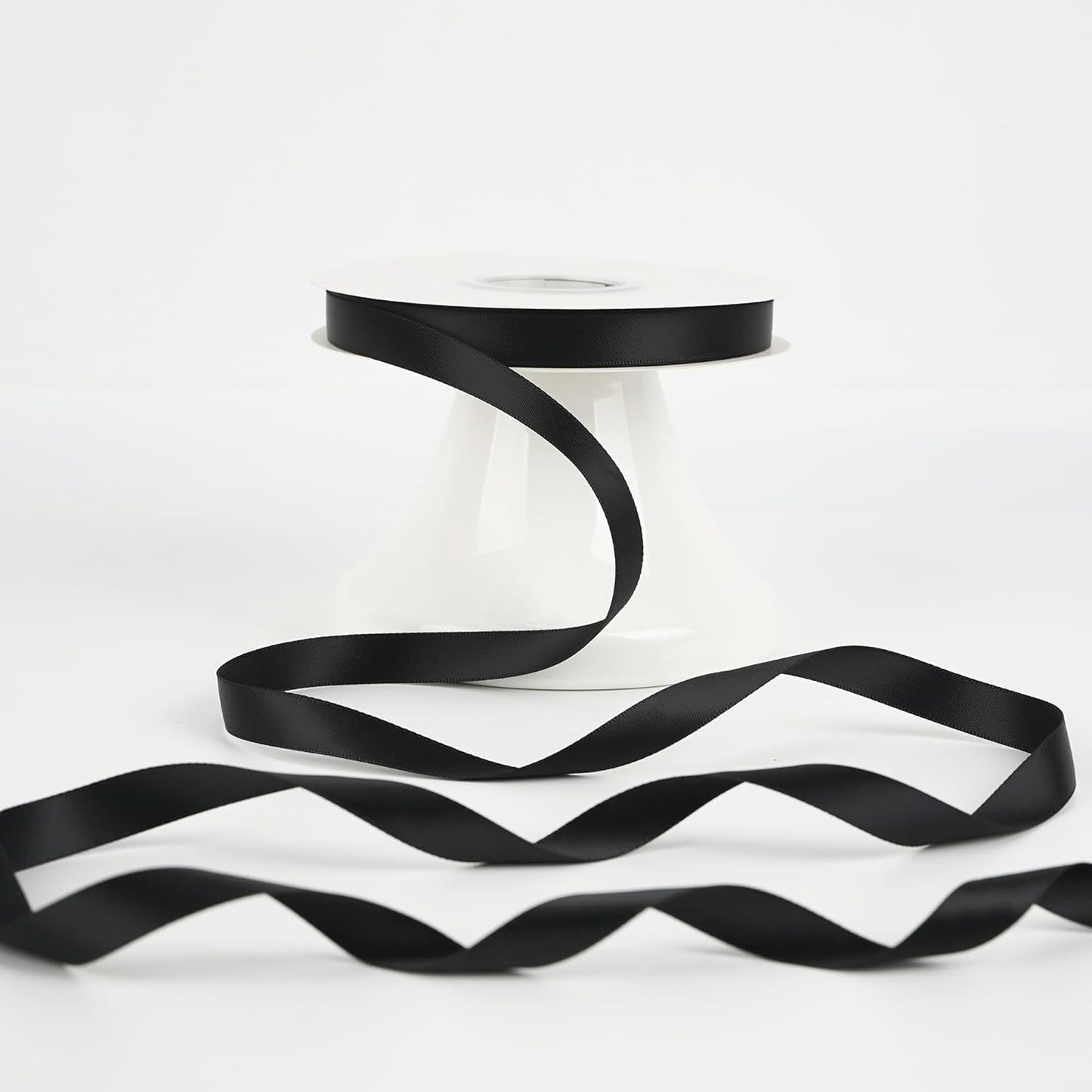 HUIHUANG Black Satin Ribbon 1/2 inch X 50 Yards Continuous, Black Double-Faced Satin Ribbon for Gift Wrapping, Bows, DIY Crafts, Flower Bouquet, Christmas Holiday Decor, Hair Bows