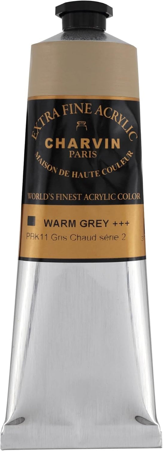 Charvin Extra Fine Professional Acrylic Paint - Charvin Warm Grey, 150ml Tube, Triple-Milled, Lightfast Pigments, Open Stock Artist Acrylic Paints in Nature-Inspired Hues