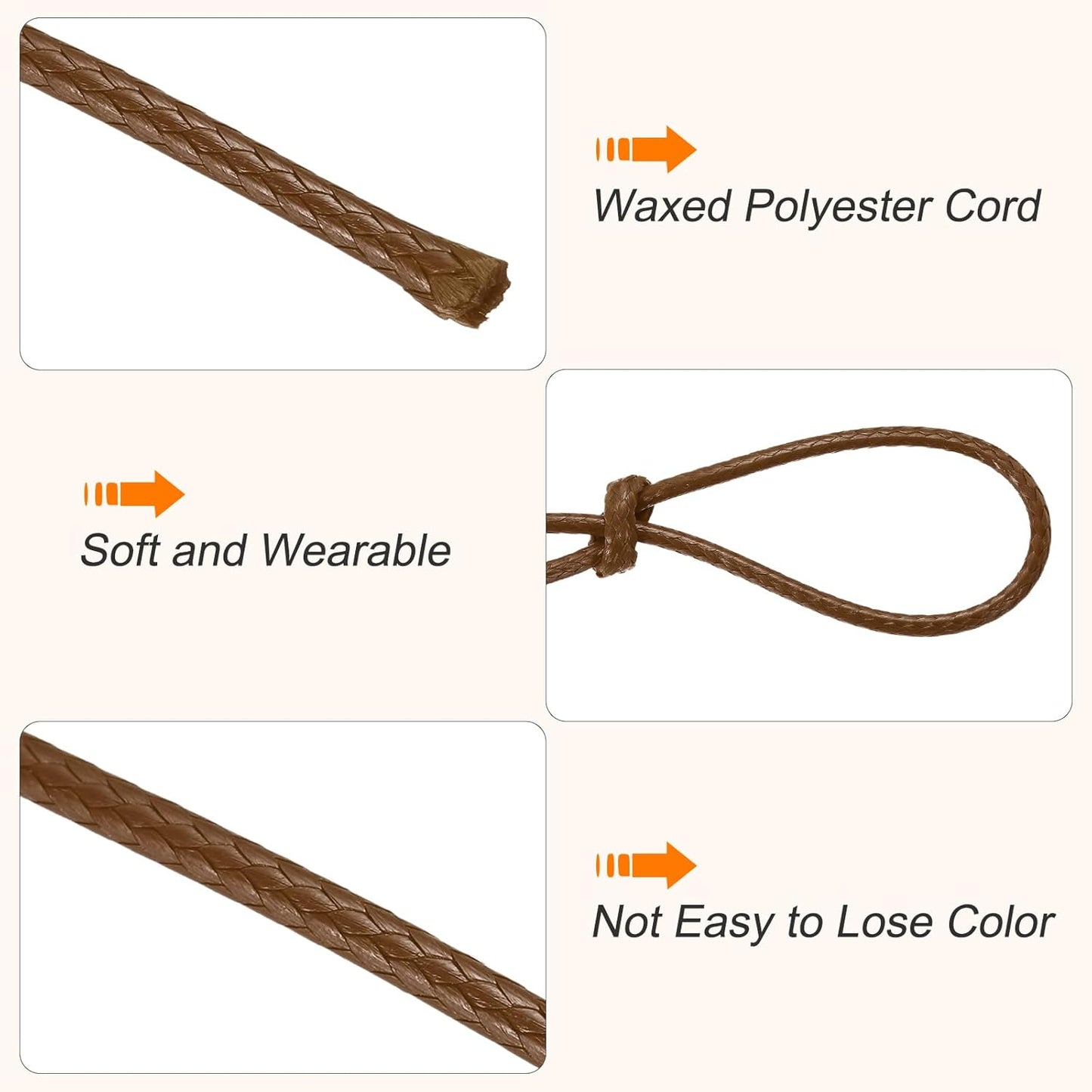 MECCANIXITY Waxed Cord 1.5mm Waxed Thread 87 Yard Wax String Leather Cord for Bracelet Making, Necklaces, Beading, Jewelry Making and DIY Crafts(Dark Brown)