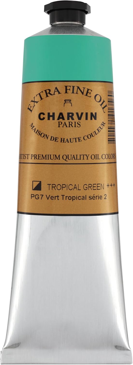 Charvin Extra Fine Oil Paint, Tropical Green 150 ml - Triple-Milled, Rich Texture, Poppy Oil-Based, Light-Fast, Handmade, Archival Quality