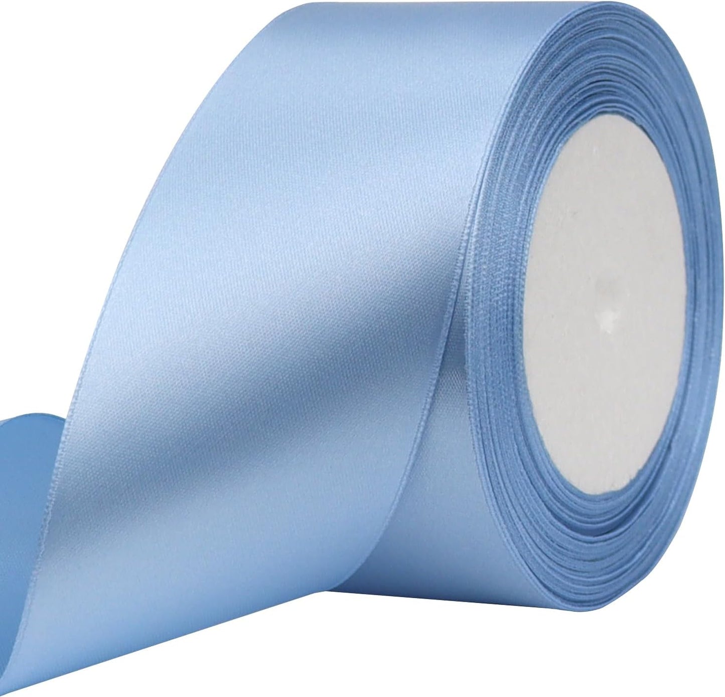 Lake Blue Solid Satin Ribbon 2 Inch 25 Yards Solid Polyester Fabric Ribbon for Gift Wrapping Wedding Christmas Baby Shower Birthday Party Decoration Handmade Immortal Flower Craft