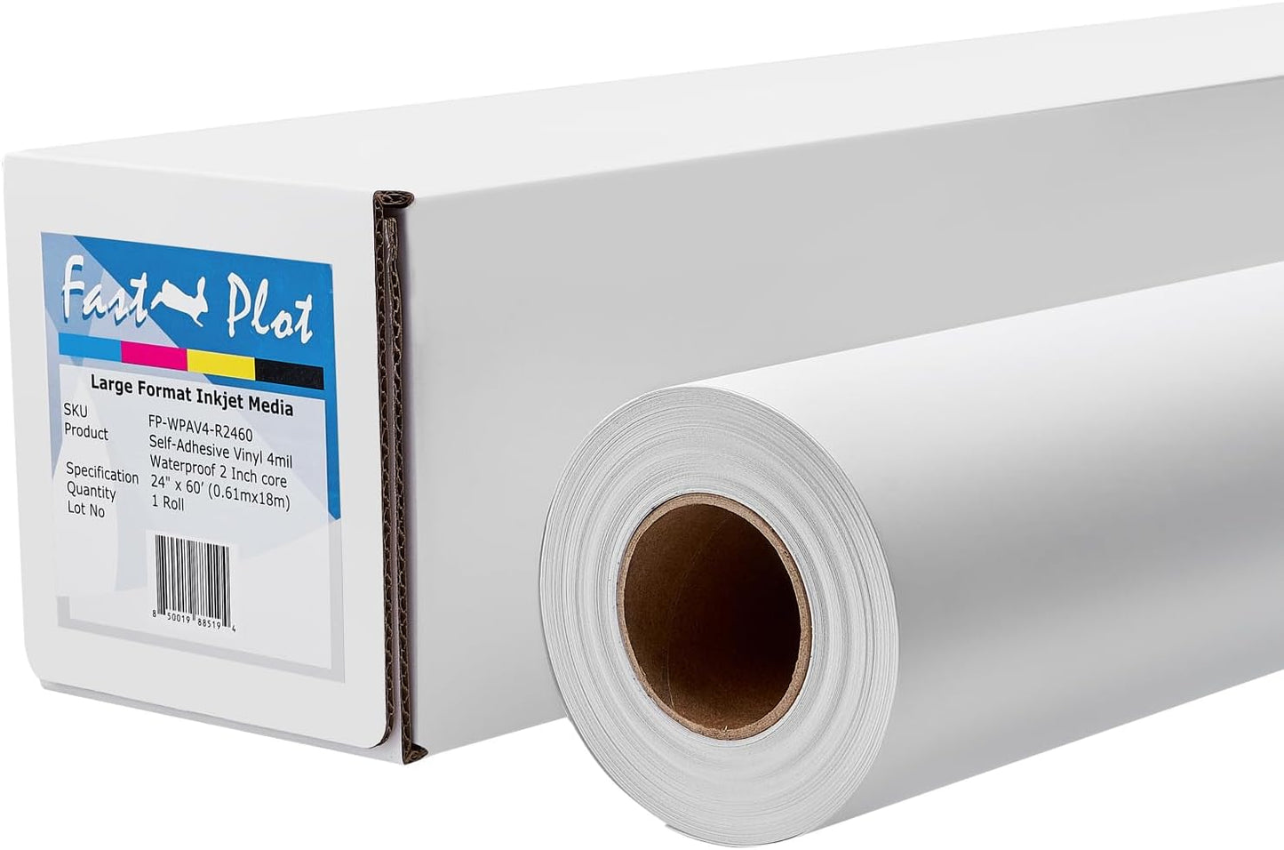 FastPlot Self Adhesive Vinyl - Waterproof 4mil - 24inch x 60ft Roll - 2inch core