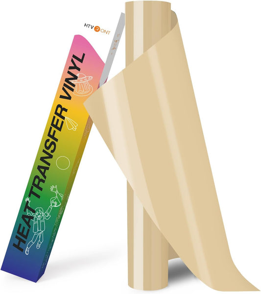 HTVRONT HTV Roll Heat Transfer Vinyl - 12" x 8ft Golden Brown HTV Vinyl for T Shirts, Gold Iron on Vinyl for All Cutting Machine - Easy to Cut & Weed & Transfer (Golden Brown)