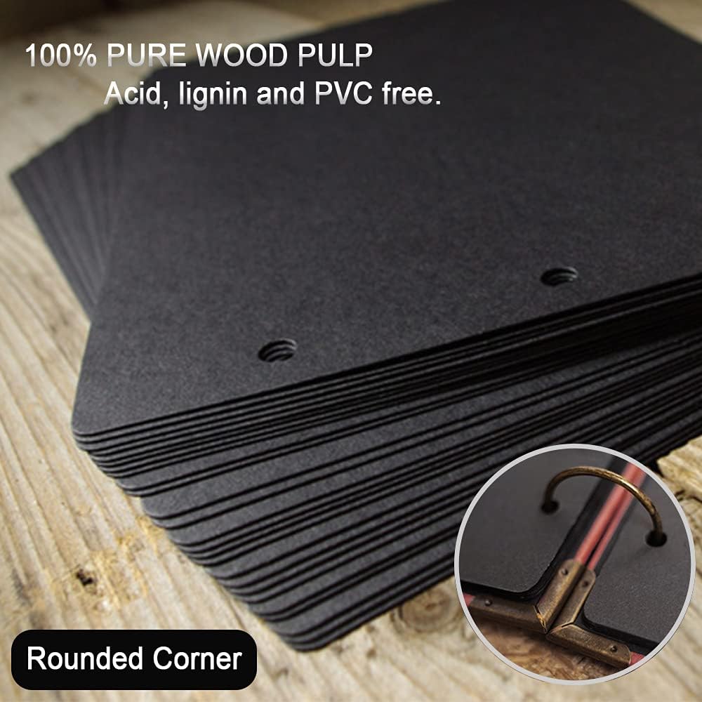 10 Sheets Double Sided 9.84 x 10.24 inch Refill Pages - Acid Free Additional Thick Craft Paper Cardboard for All Series ADVcer 10x10 Three-Ring Loose-Leaf Binder Photo Album Scrapbook (Black)