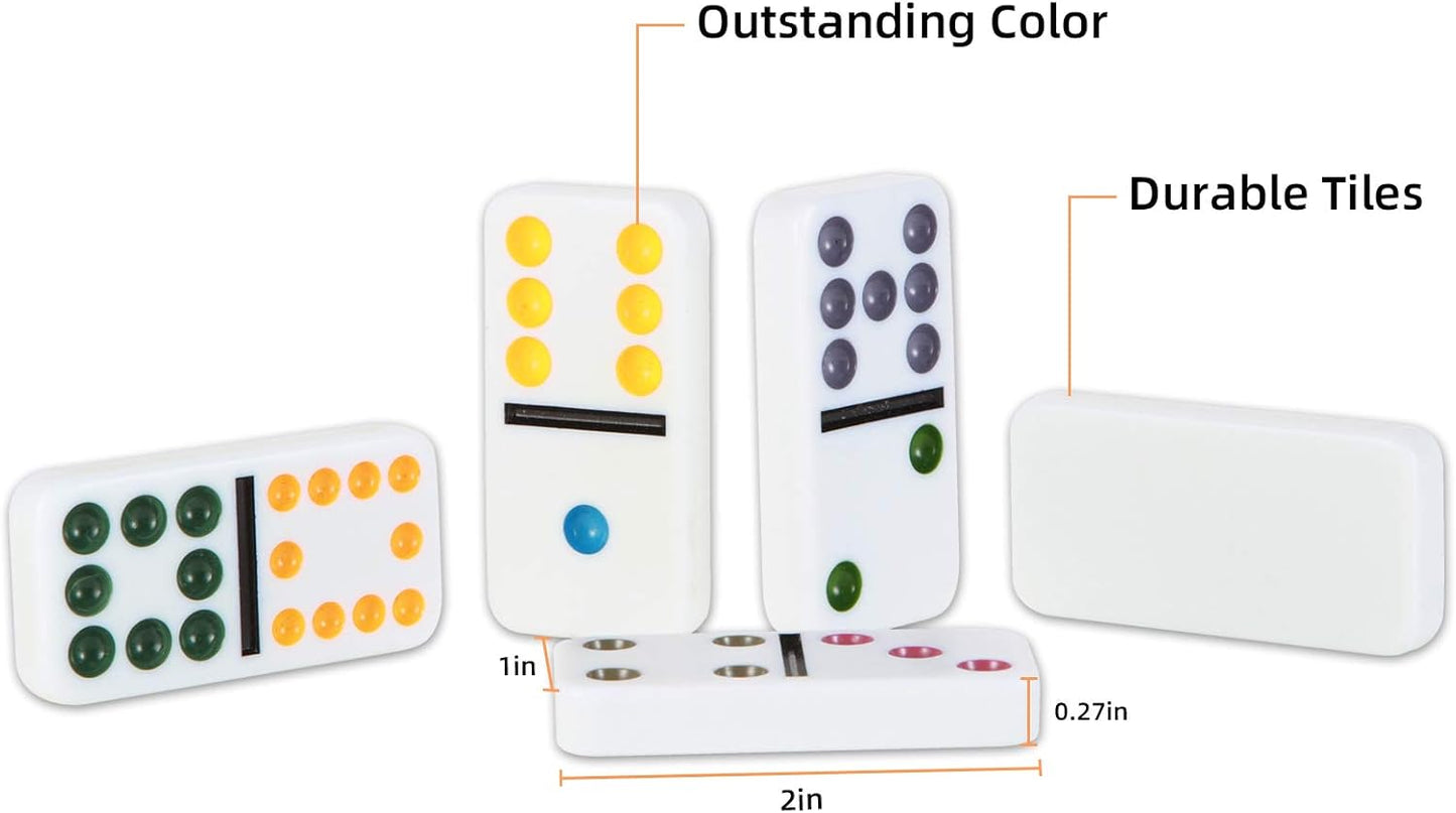 NOLIE Mexican Train Dominoes Game, Double 12 Dot Dominoes Set with Aluminum Case