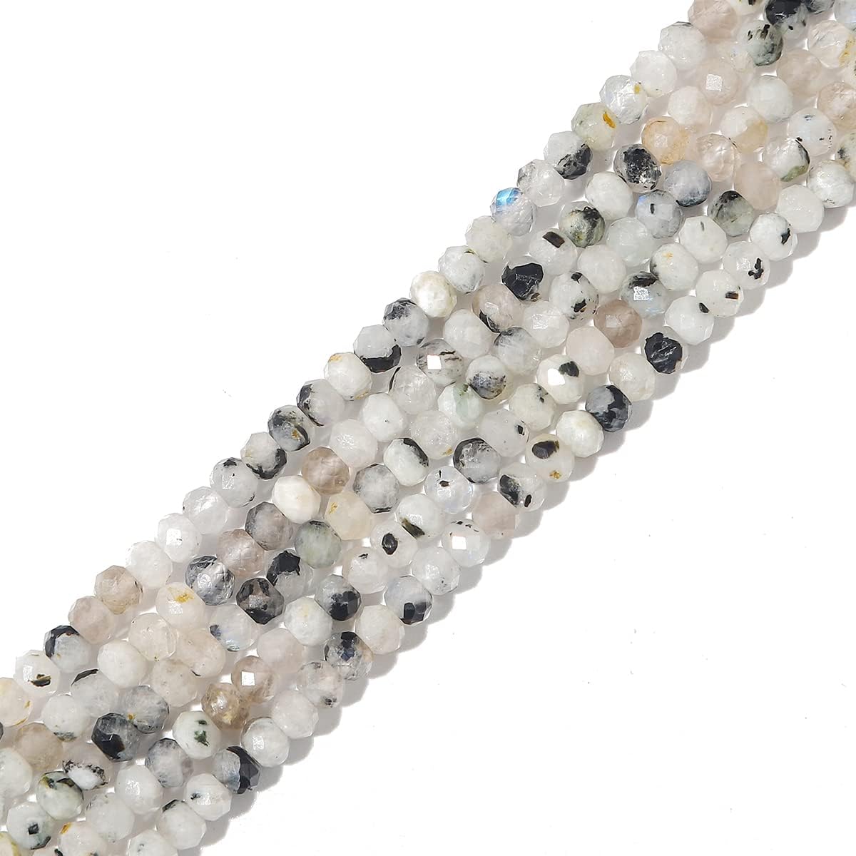 Natural White Spectrolite Beads 4x2mm 120pcs Faceted Rondelle Loose Semi Gemstone Beads for Jewelry Making Design