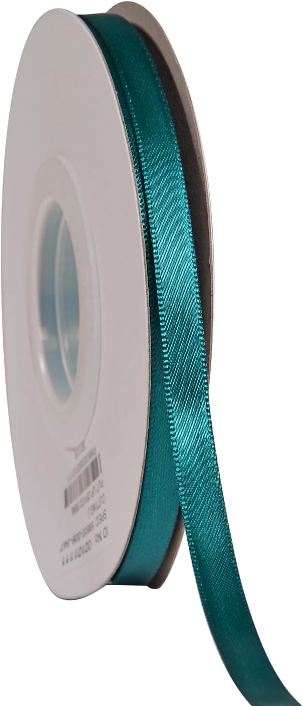 YAMA Teal Double Faced Satin Ribbon 1/4 Inch 25 Yards Teal Ribbon for Gift Wrapping Crafts Hair Bows Wedding Party Decoration