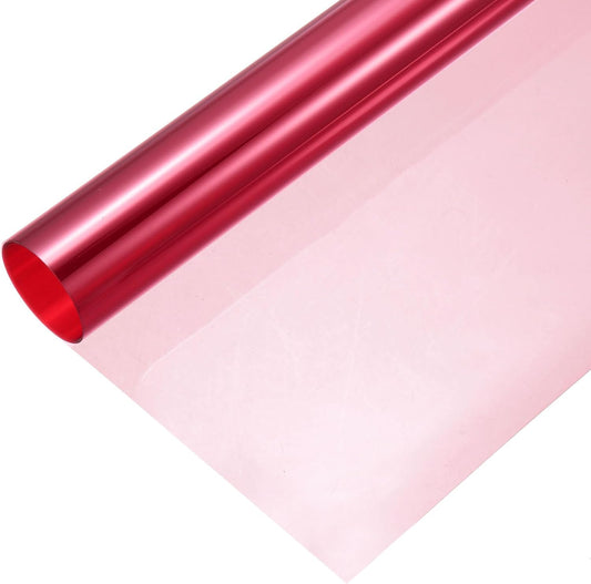 MECCANIXITY Iridescent Window Film,24" x 39" Iridescent Holographic PVC Fabric Dichroic Film Clear Vinyl Paper Roll for DIY Craft Gift Wrapping Bag Decoration,Pink