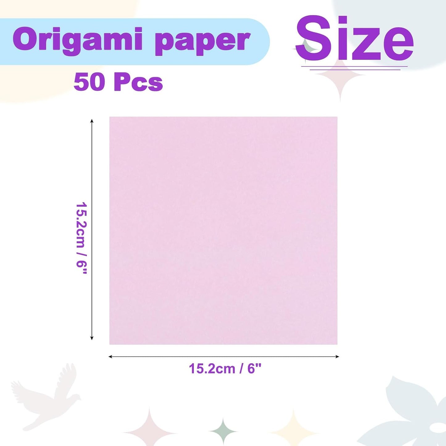 DMiotech 50 Sheets 6x6 Inch Origami Paper Large, 7 Colors Pink Square Origami Paper Easy Fold Double Sided Colored Paper for DIY Arts and Crafts
