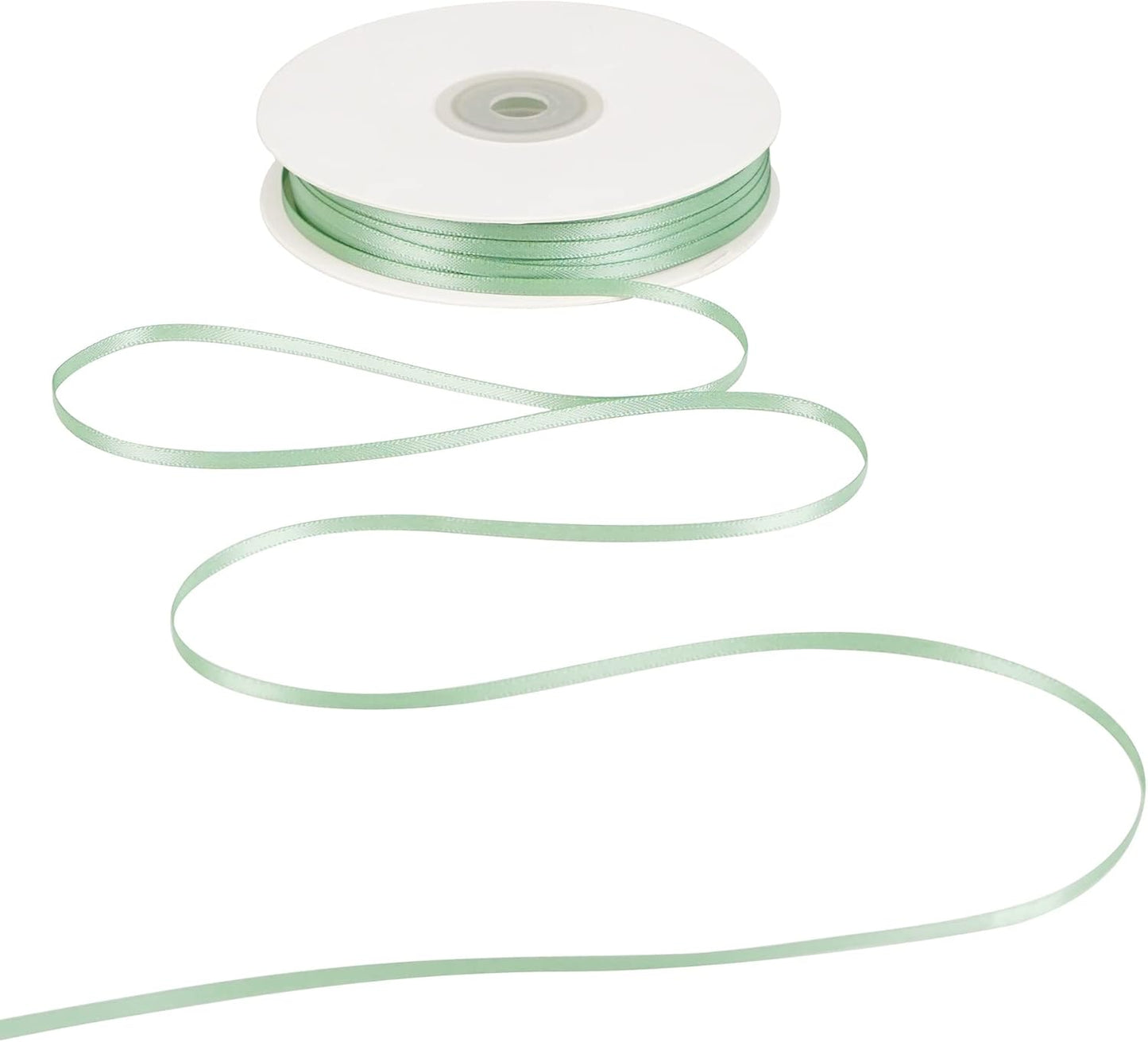 HUIHUANG Sage Green Ribbon 1/8 inch X100 Yards Roll Thin Satin Ribbon Double Face Craft Ribbon for Gift Wrapping DIY Bows Decoration Sewing and Invitation Card Hanging Tags