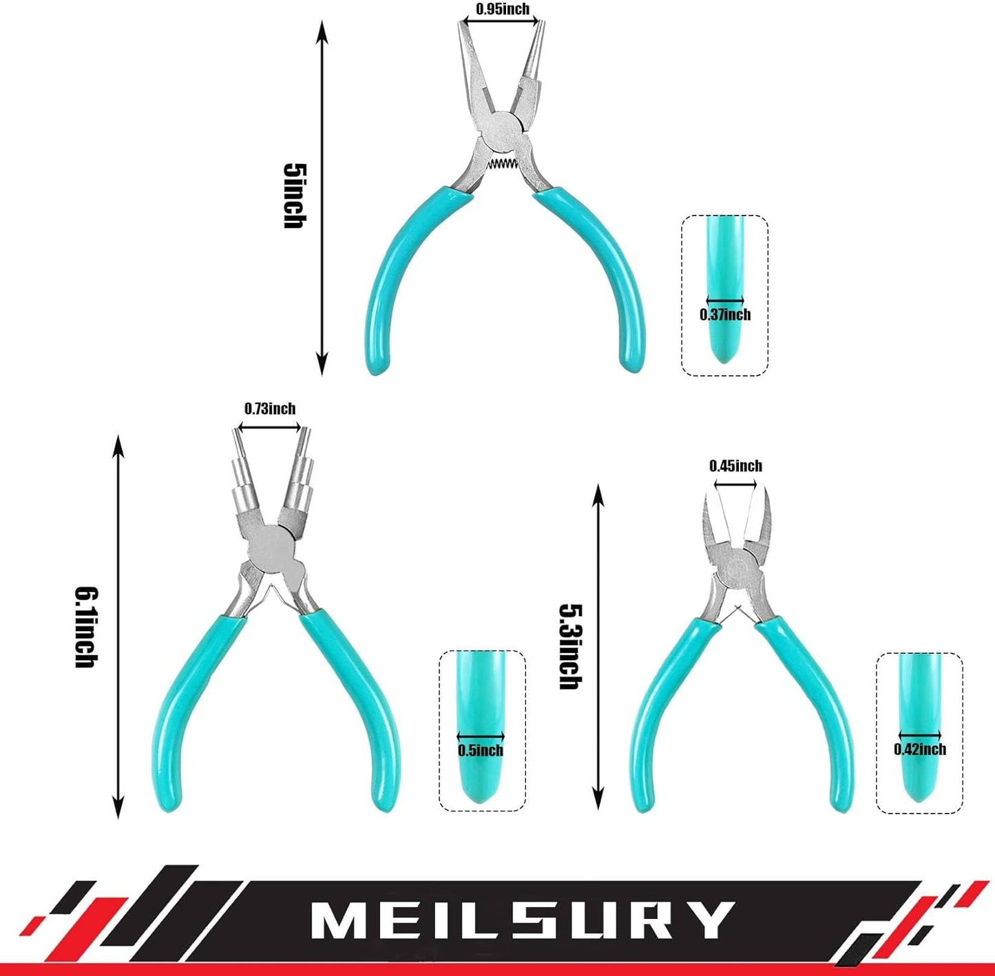 3-Piece jewelry pliers set includes a 6-in-1 bail making looping pliers, nylon jaw pliers, and Wire Looping and Bending plier tools for crafting, beading, and repairing