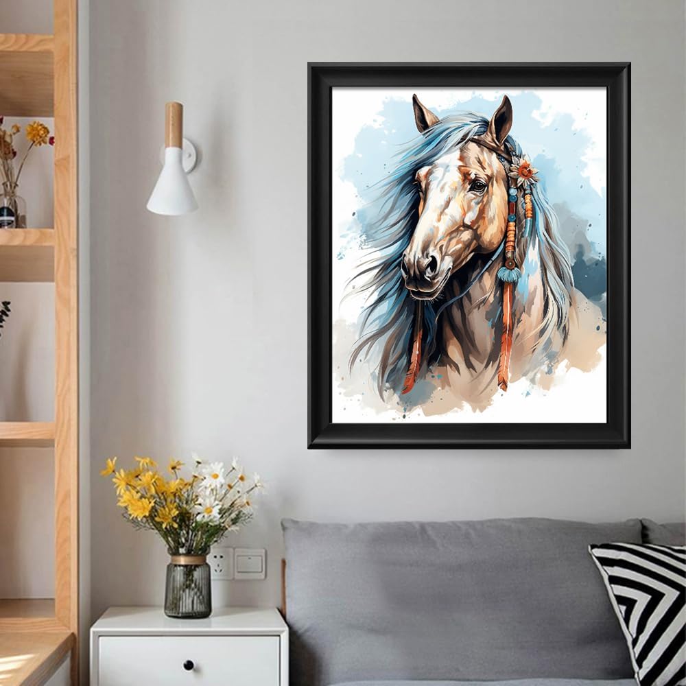 Leczany Cross Stitch Stamped Kit for Adults or Kids - Colored Horse | DIY Embroidery Starter Patterns Craft Kit Needlepoint for Beginner | 11CT, 3 Strands | 13.8x16.9 inches