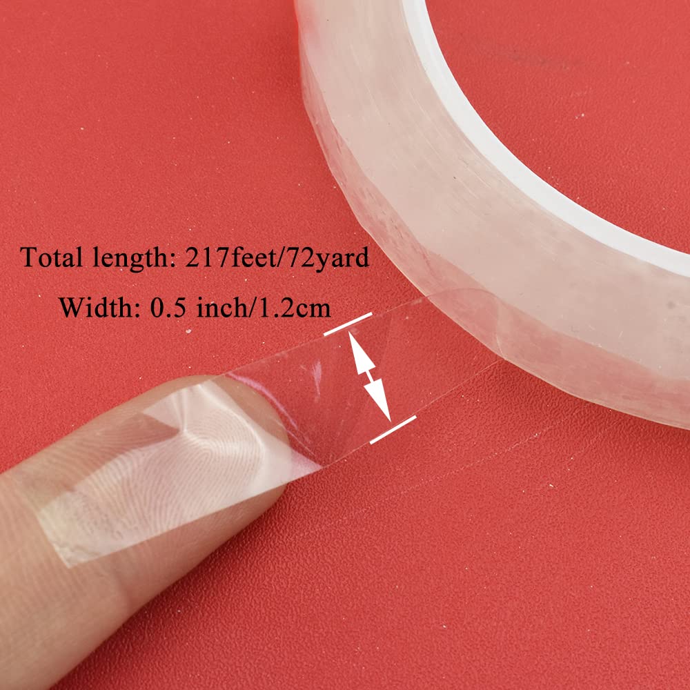 HAHIYO Clear 0.5Inch Wide (217Feet/72Yard Total) 1Rolls Floral Tape Waterproof Florist Tape Flower Wrap Adhesive Waterproof Decorative Tape for Bouquet Stem Wrapping Flower Arranging and Floral Craft