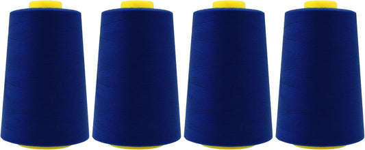 Mandala Crafts 4 Pack of Serger Threads Cones Spools - 40S/2 24000 Yards Polyester Midnight Blue Threads for Sergers Machine and Overlock Quilting Sewing Machine