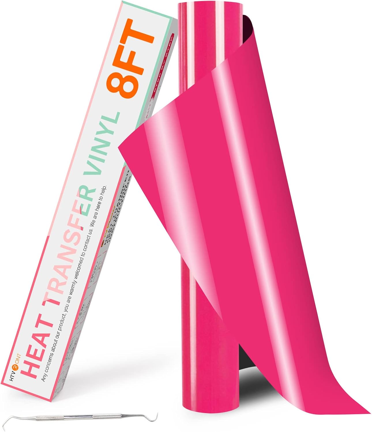 HTVRONT HTV Vinyl Rolls Heat Transfer Vinyl - 12" x 8ft Neon Pink HTV Vinyl for Shirts, Iron on Vinyl for All Cutter Machine - Easy to Cut & Weed for Heat Vinyl Design (Neon Pink)