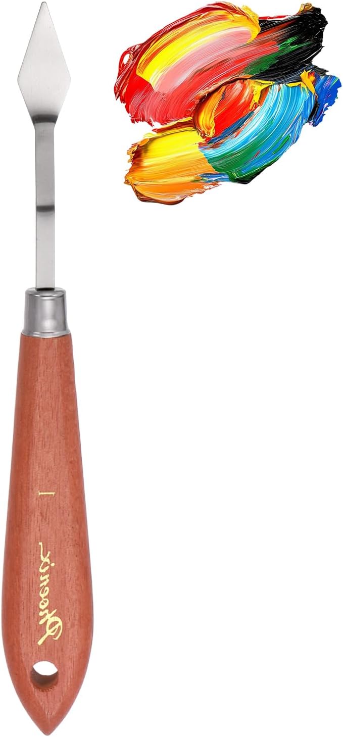 MECCANIXITY Pack of 1 Palette Knife No.1, 6.9" Long Palette Knives with Stainless Steel Flexible Spatula Pallet Knife and Wood Handle for Scraping, Mixing, Oil Acrylic Painting Canvas