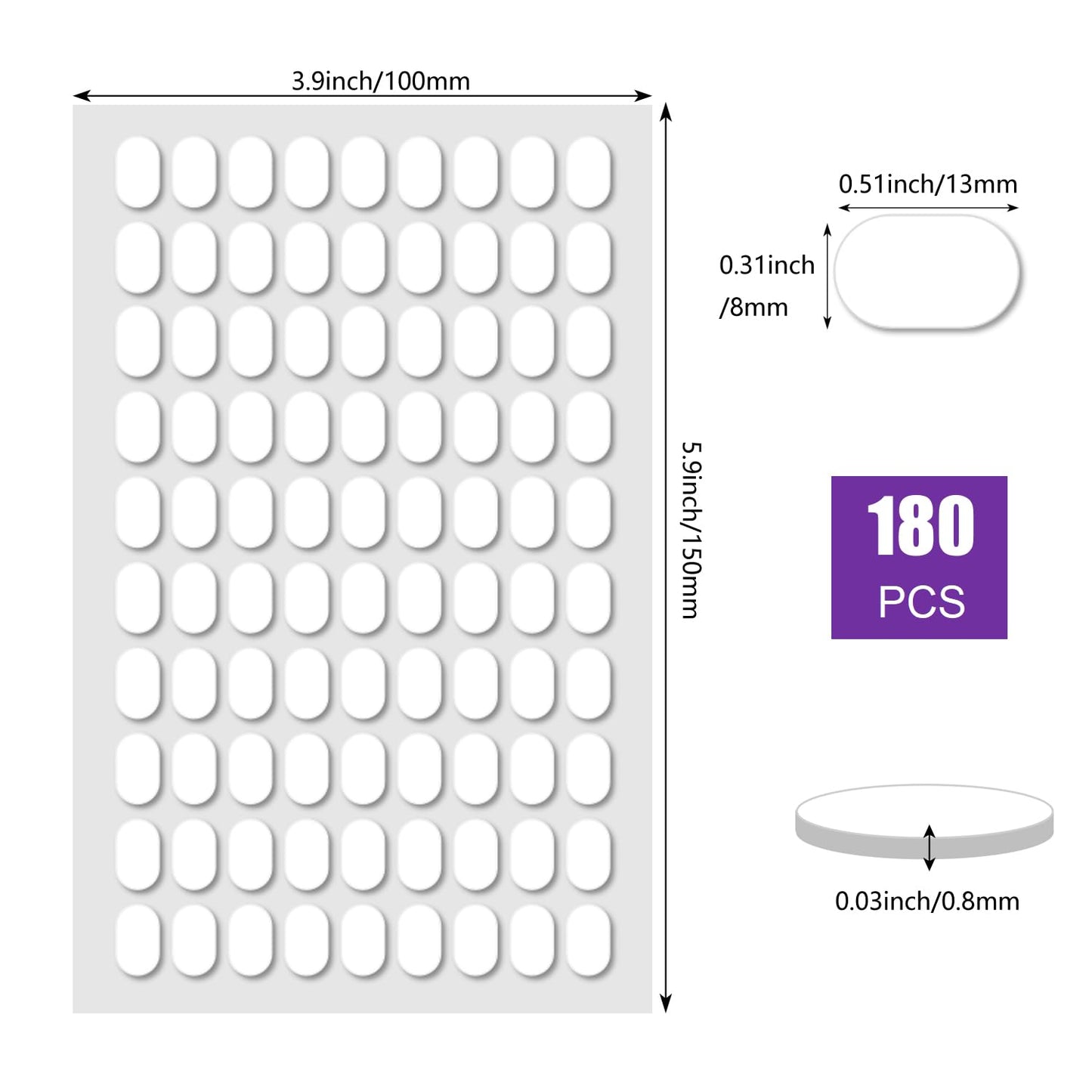 180 Pcs Sticky Tack Poster Stickers, Double Sided Sticky Round Clear Stickers, No Trace Poster Adhesive Putty Removable Waterproof Adhesive Dots for Festival Decoration Sticky Dot (0.31" X 0.51")