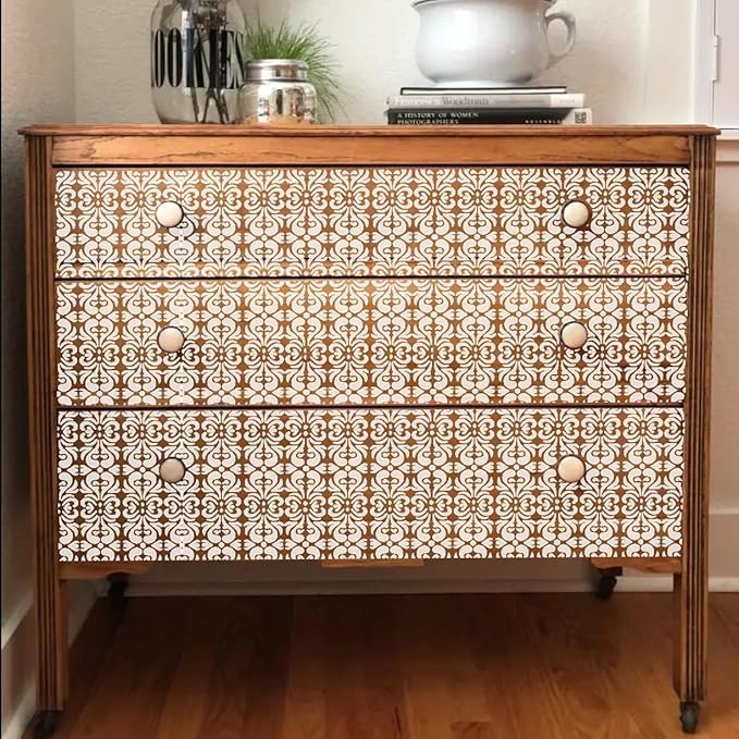 Damask Stencils for Crafts Reusable Texture Stencils Mixed Media Stencil Background Drawing Templates for Painting on Wood Wall Fabrics Crafts Furniture