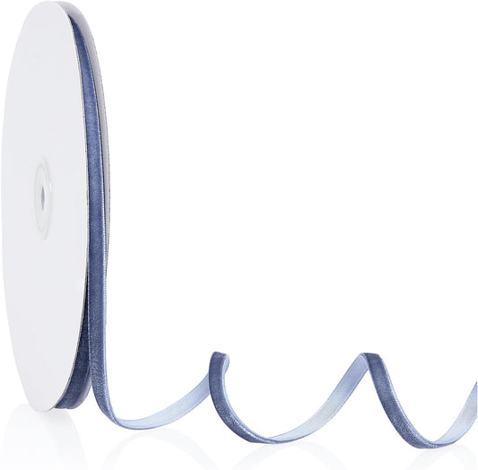 1/4" X 20 Yards Dusty Blue Velvet Ribbon for Christmas Tree Wreath Decoration Handmade Crafts Ornaments Gift Wrapping & Bow Making