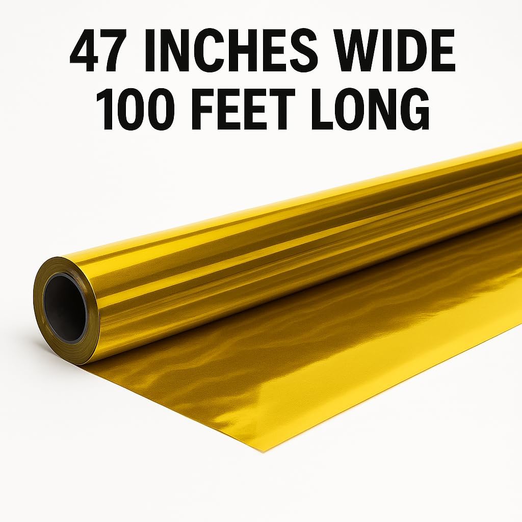 Anderson's Gold Shiny Metallic PVC Roll: 47" x 100' Flame-Resistant Event Decor for Weddings, Parties, Photo Booths, Gift Wrap, Table Covers, Backdrops, Crafts & Holiday Decorations
