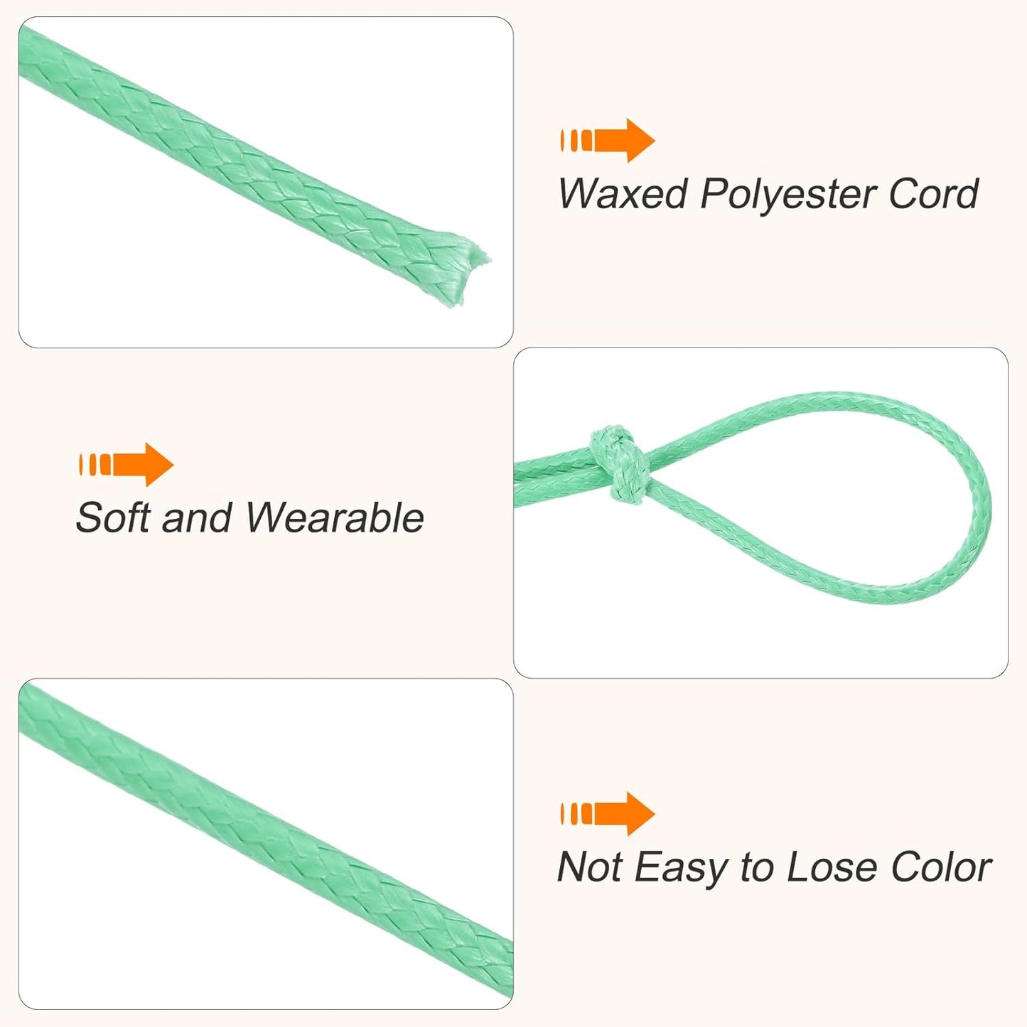 MECCANIXITY Waxed Cord 1.5mm Waxed Thread 87 Yard Wax String Leather Cord for Bracelet Making, Necklaces, Beading, Jewelry Making and DIY Crafts(Lake Blue)