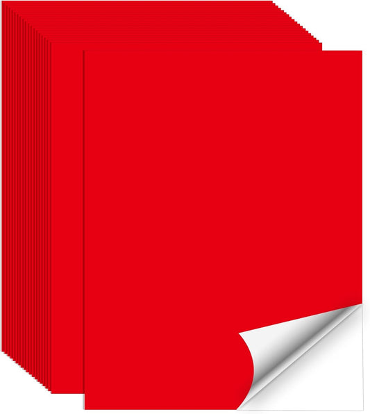 Printable Sticker Paper, 20 Sheets Red Printable Sticker Paper, Laser/Inkjet Printing- Matte Red, Letter Size (8.5" x 11")