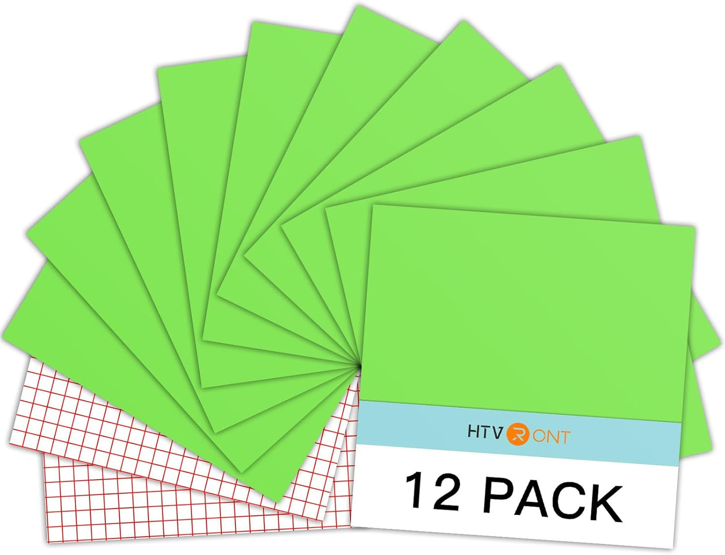 HTVRONT Green Permanent Vinyl, 12 Pack Lime Green Vinyl for Cutting Machine - 10 Glossy Lime Sheets 12" x 12"& 2 Transfer Tape Sheets for Craft Cutter, Party Decoration