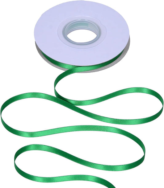 YAMA Green Double Faced Satin Ribbon 1/4 Inch 25 Yards Thin Green Ribbon for Gift Wrapping Crafts Hair Bows Wedding Party Decoration