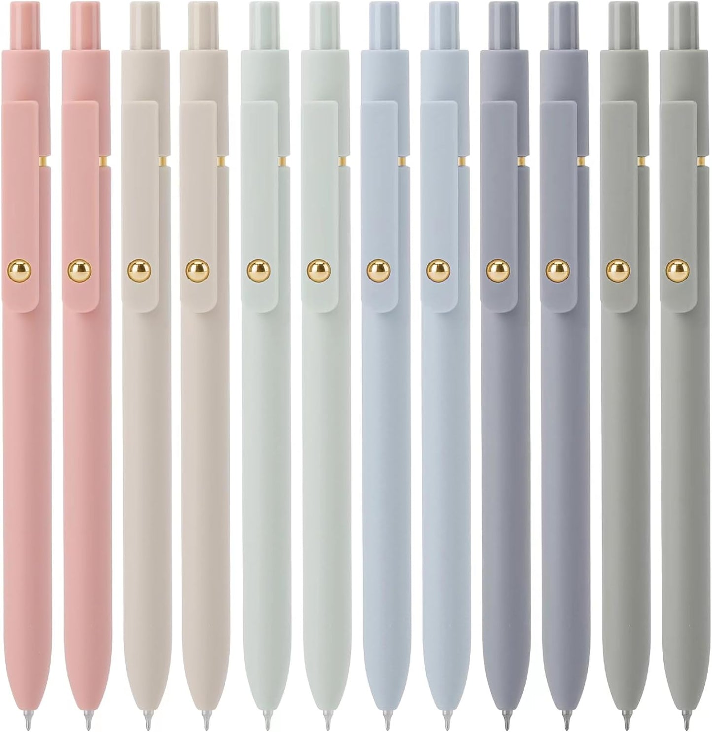 Ddaowanx Gel Pens, 12 Pcs 0.5mm Quick Dry Black Ink Pens Fine Point Smooth Writing Pens, Cute Office School Supplies Gifts for Women (12 Pcs Morandi-Black Ink)