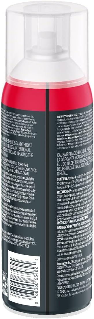 3M Super 77 Multi-Surface Spray Adhesive, 7.35 oz., Low VOC, Quick Bond, Fast Drying, Clear Finish for Foil, Foam, Paper, Metal, Plastic, Fabric, and Cardboard (77-10-NAT)