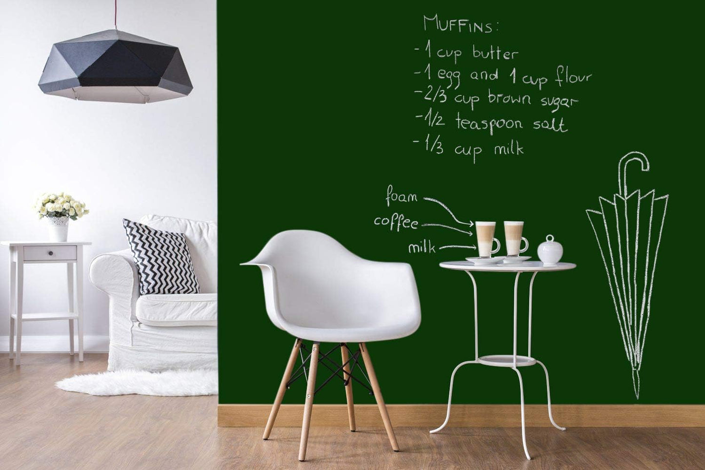 Chalkboard Blackboard Paint - Brush on Wood, Metal, Glass, Wall, Plaster Boards Sign, Frame or Any Surface. Use with Chalk Pen Wet Erase, Non-Toxic - Matte Finish [Green] - (8.5oz Cover 32 sf)