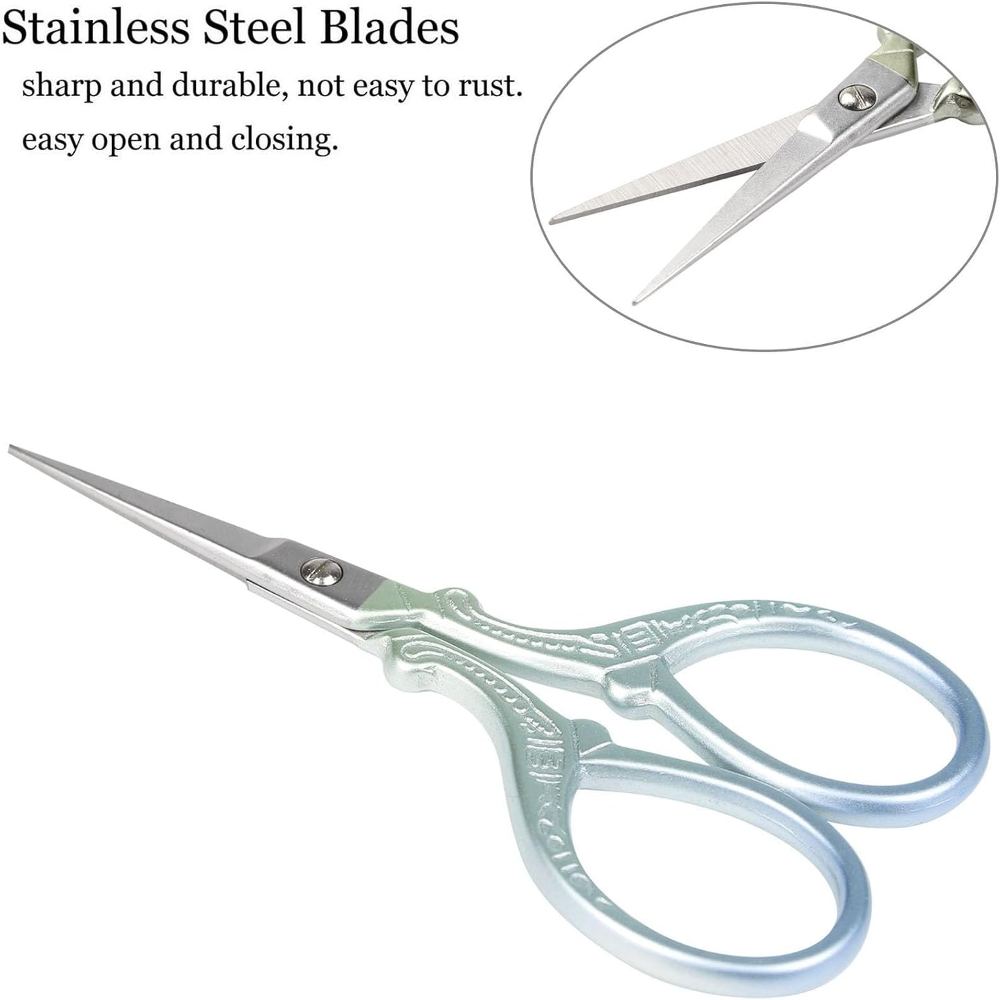 BIHRTC 4Pairs 3.6inch Small Embroidery Scissors with Leather Cover, Stainless Steel, Compact, Craft Scissors Set