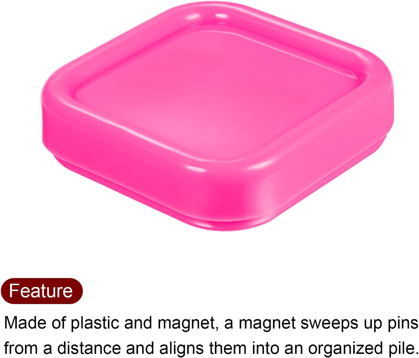 HARFINGTON Magnetic Pin Cushion Square Plastic Magnetic Sewing Pin Holder Storage Case Needle Cushion Tool for Sewing DIY Projects, Pink