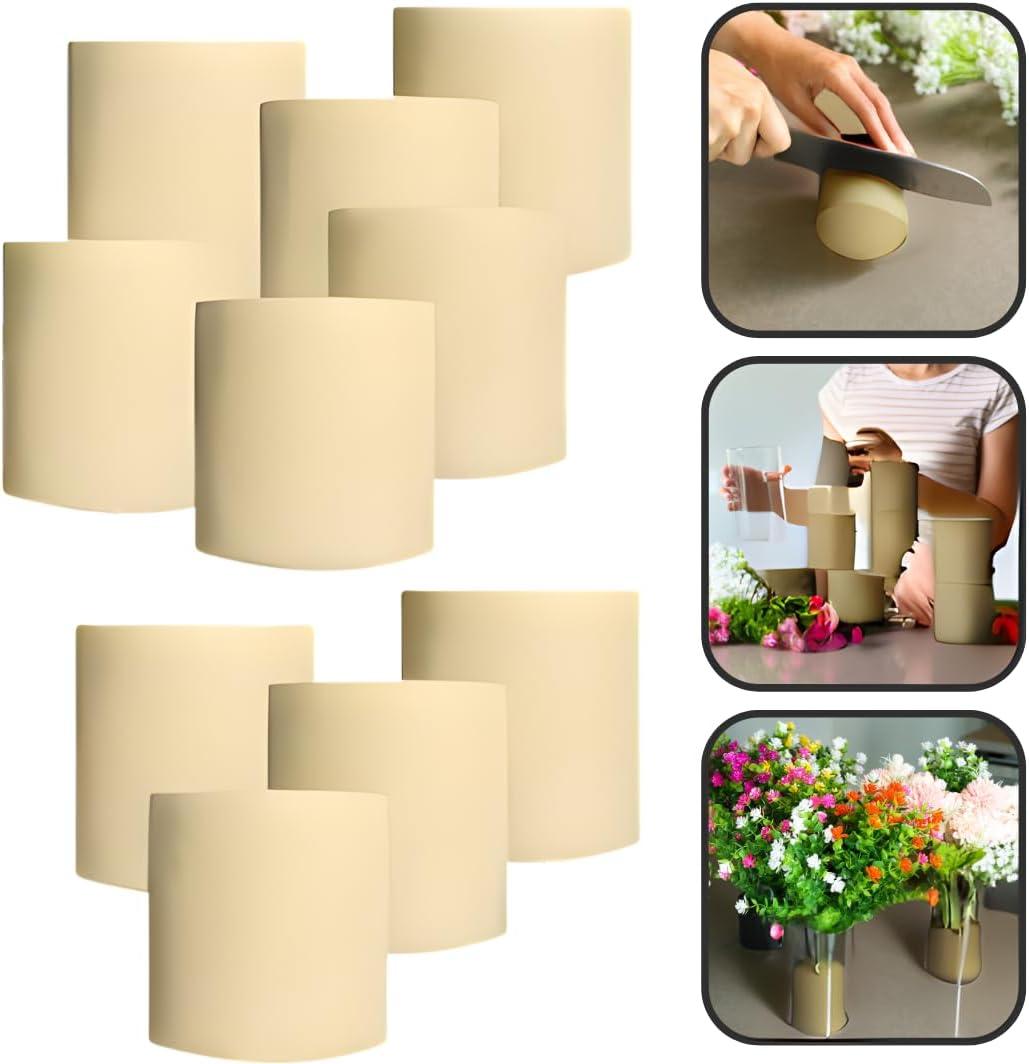 XCEL Floral Foam Block Unlike Any Other - Reusable Floral Blocks Flower Foam for Artificial Flower Arrangements (Cream - 3" x 3" Round (10 Pack))