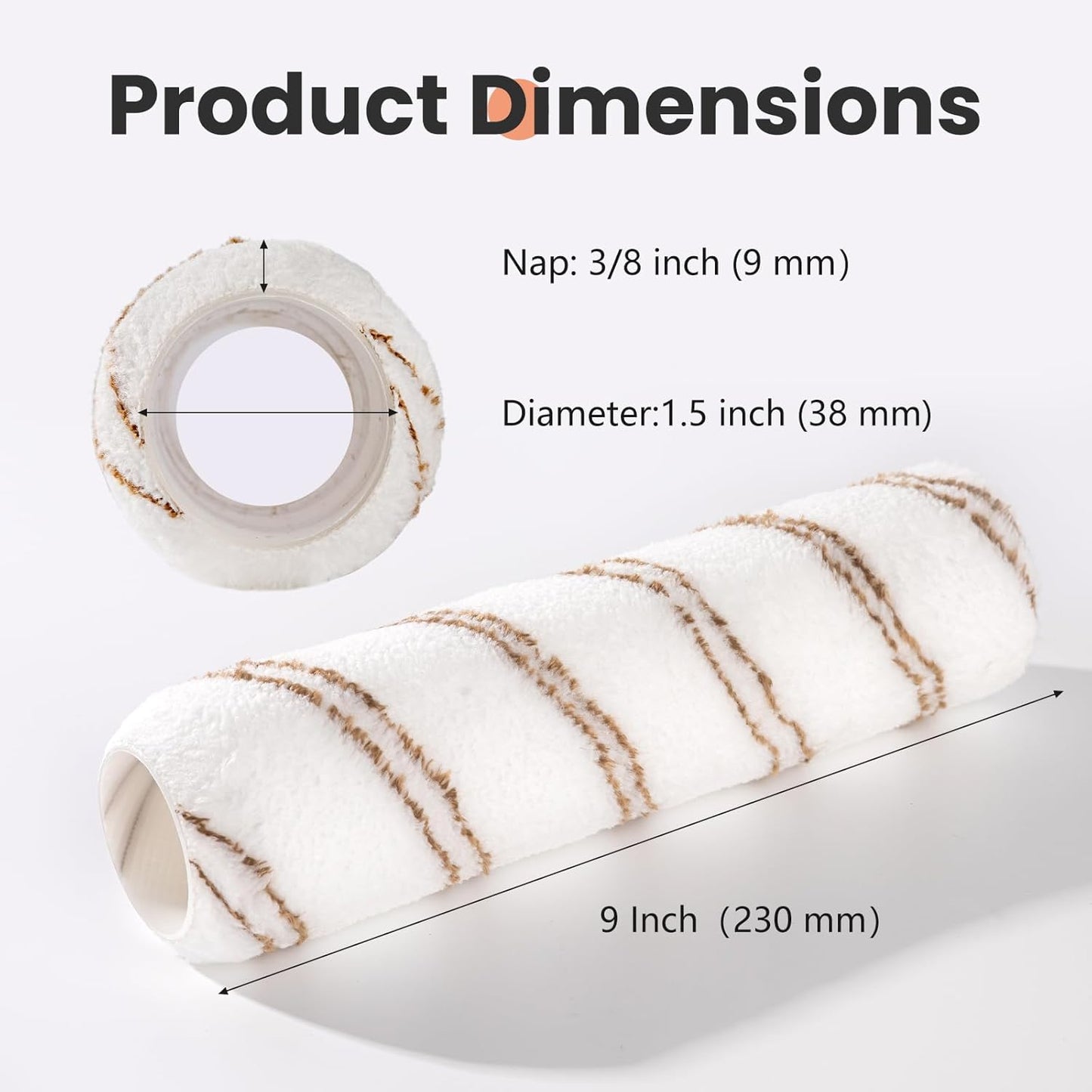 Mister Rui Paint Rollers, 6 Pack, 9 Inch Microfiber Paint Roller Covers, 10 mm Nap, Paint Rollers for Painting Walls, Paint Roller Sleeves, Painting Supplies for House Painting