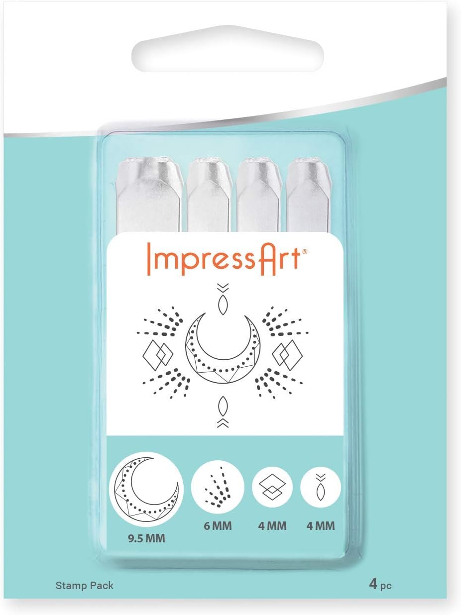 ImpressArt - Signature Geometric Mandala Metal Stamp Pack, Steel Punches for Metal Stamping (Pack of 5)