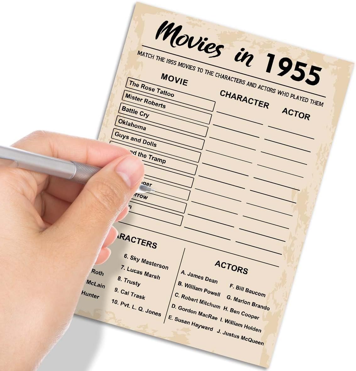 70th Birthday Party Games, Movies in 1955 Games, Birthday Party Supplies for Adults, Fun 1955s Party Game，Pack of 30 Cards