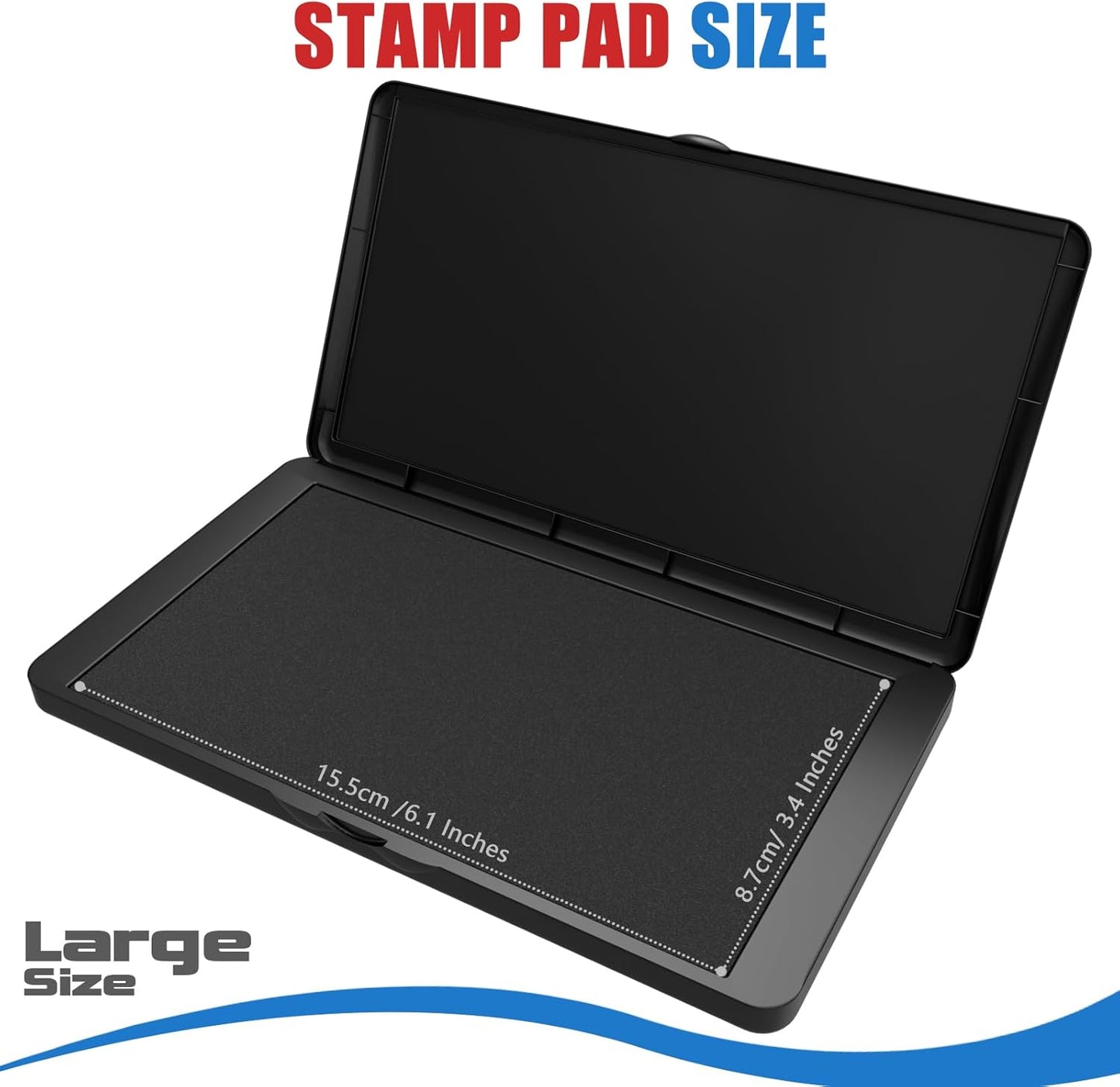 Large Stamp Pad, 6.1 x 3.4 Inch Black Ink Pad Premium Quality Felt Pad Rubber Stamp Ink Pad for Office, Home